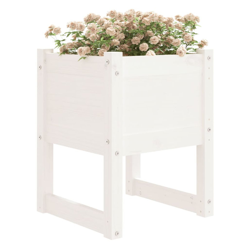 Wood Pot Planter, 52.5cm H x 40cm W x 40cm D, White