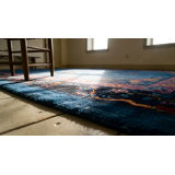 Antique Chinese - Art Deco Room Size Wool - Manchester Blue Rug
