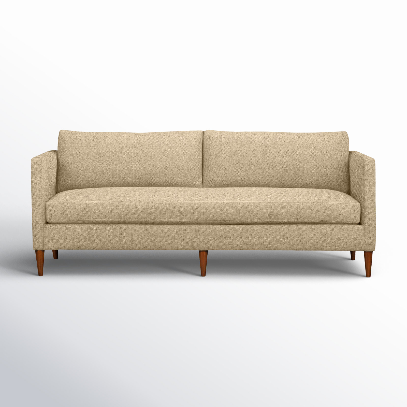 Clifford 87" Upholstered Custom Bench-Seat Sofa, Turbo Wheat Basketweave