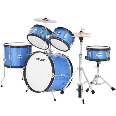 Ensemble de batterie pour enfants, ensembles de batterie pour enfants de 5 pièces 16 po, ensemble de batterie pour débutants avec trône réglable, cymbale et deux paires de baguettes, ensemble d'instruments de batterie pour enfants de 6 à 13 ans (bleu)