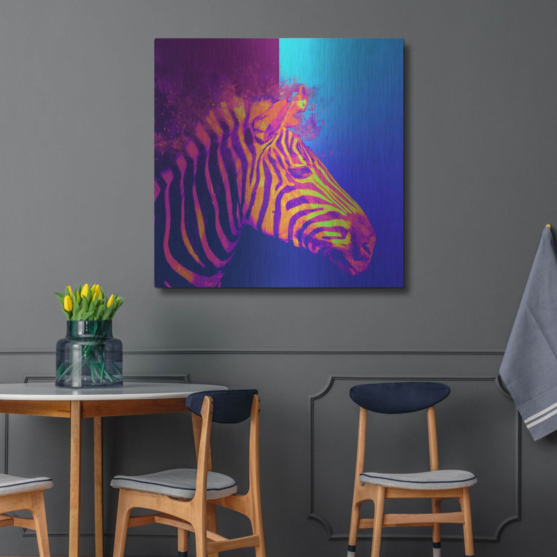 «Zebra Crush», art mural en métal, H 36 po x l 36 po