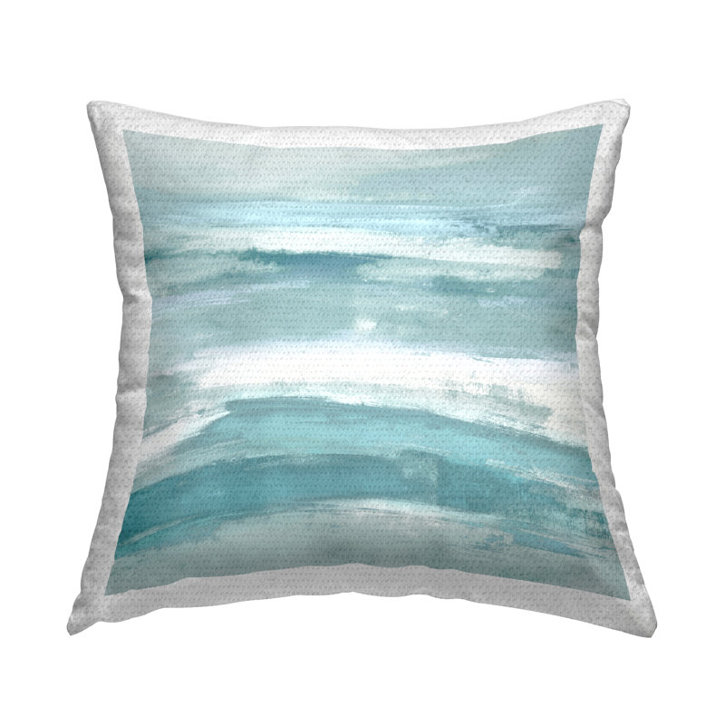 Coussin extérieur imprimé coups de pinceau turquoise par Jake Messina