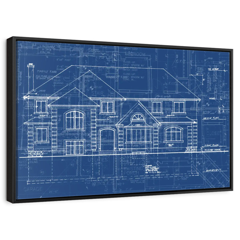 Plan de maison, 25 po x 17 po, Cadre flottant noir