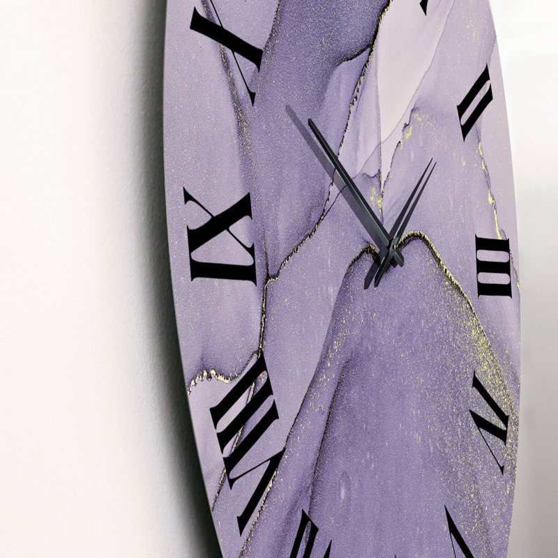 Horloge murale moderne mauve et grise liquide, Moyen