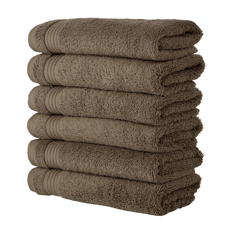 Shannan Turkish Cotton Hand Towels – Highly Absorbent, Quick Dry, Everyday Use, Set of 6, 16"x27", Stone