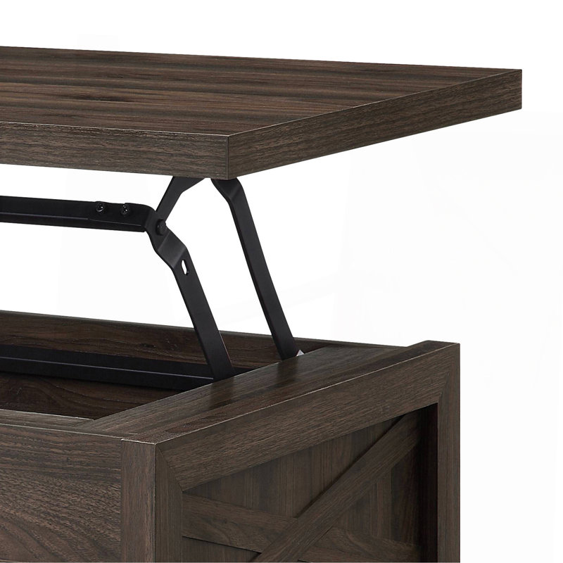 Table basse en noyer avec plateau relevable