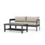Ensemble de canapé et de table basse Lea, tablette de rangement ouverte, aluminium noir