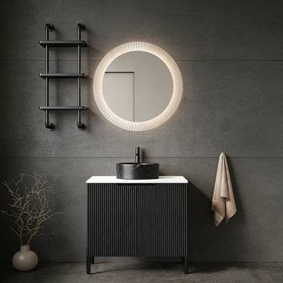 24" Single Bathroom Vanity with Carrara Sintered Stone Countertop and Round Ceramic Sink