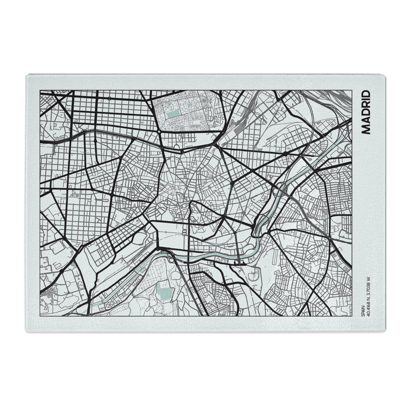 Map Madrid Spain Chopping Board, 20cm W x 28.5cm L