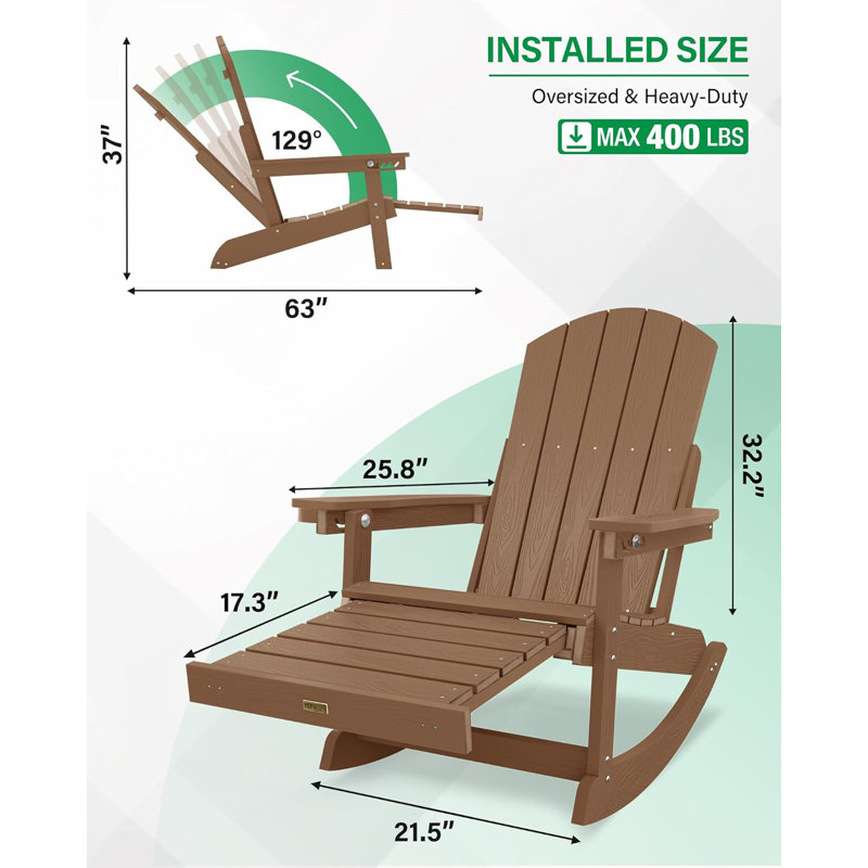 Chaise berçante d'extérieur avec repose-pieds caché Hips, Teck