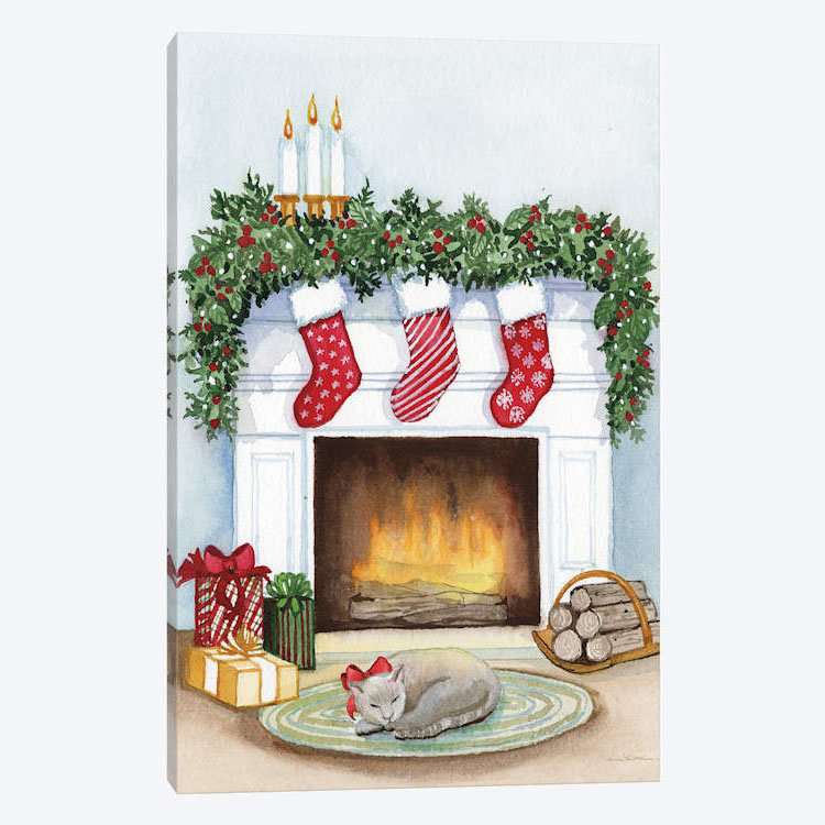 « night before christmas v », impression sur toile, H 40 po x l 26 po x P 1,5 po, Pas de tapis, Toile tendue