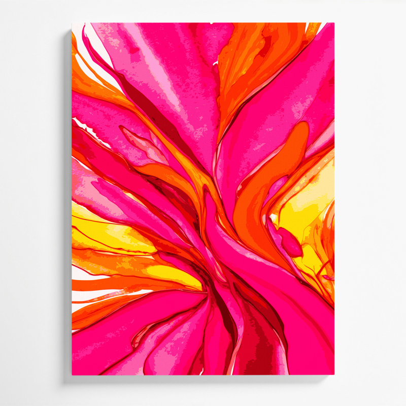 "Watercolor Abstract 52", art mural sur toile rose, H 11 po x l 14 po