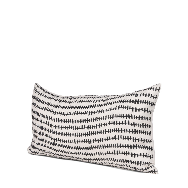 Housse de coussin en lin , Crème / Noir