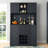 Farmhouse Coffee & Wine Bar Cabinet with Storage, Drawers, Shelves & Glass Racks for Kitchen & Dining Room, Dark Blue-118319509