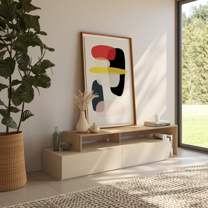 Meuble télé 72 po avec 2 tiroirs, Beige