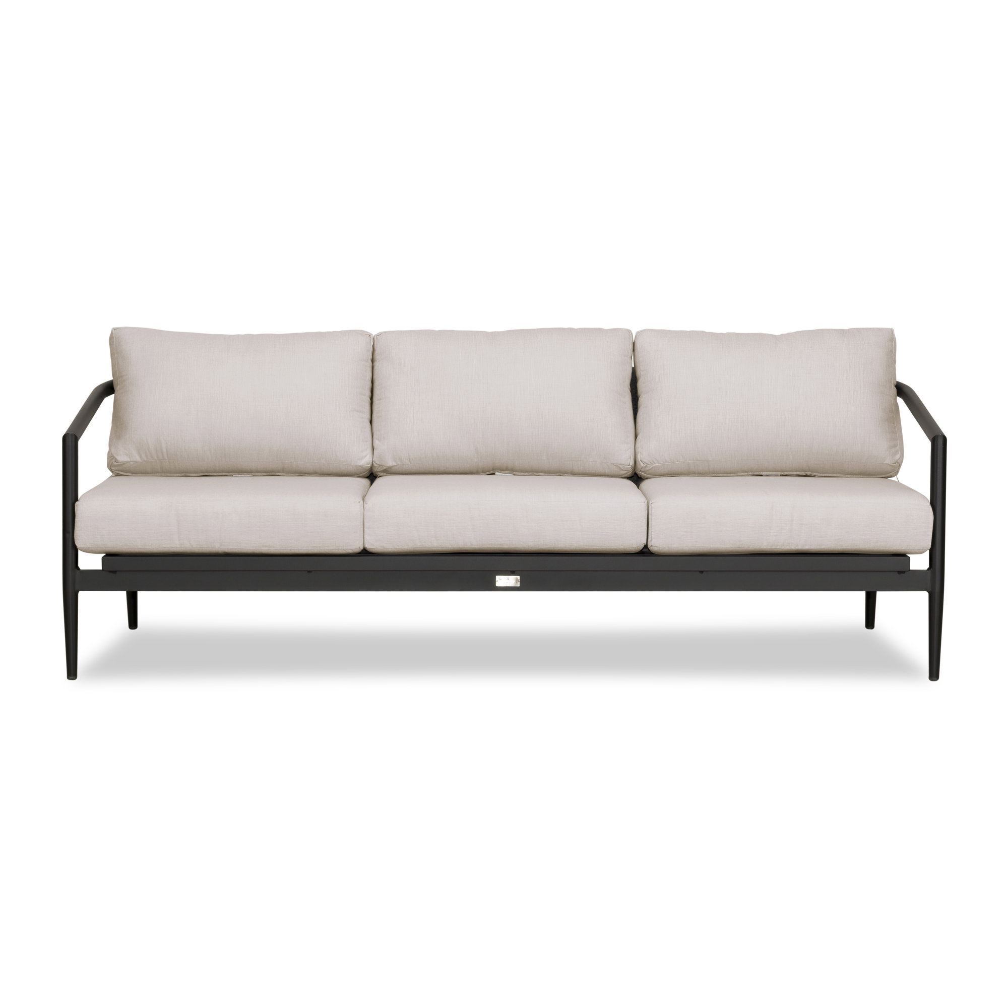 Delaine 83.25'' Wide Straight Powder Coated Aluminum Patio Sofa with Cushions, Cast Silver Sunbrella®, Black