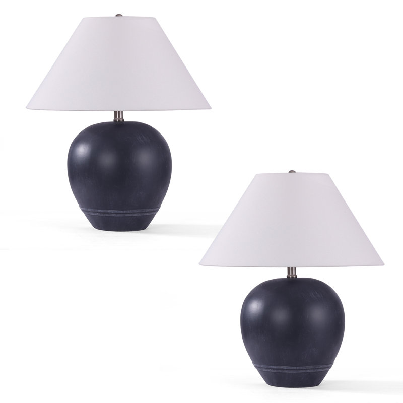 Ceramic Table Lamp, Black, 54cm H x 46cm W x 46cm D