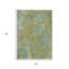 Tapis lavable d'intérieur/extérieur à motif de feuilles botaniques vert artichaut et or (90 x 150 cm).