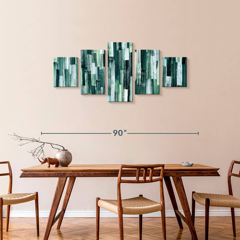 Emerald Brushstrokes, 34" H x 74" W