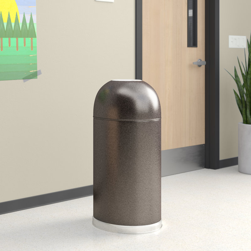 Dome Top Steel Open Kitchen Trash Cans - 20 Gallons, 20, Silver