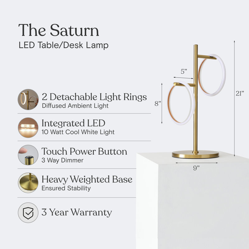 21" Gold LED Touch Table Lamp with 3-Way Switch