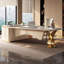 Table basse / bureau de direction en forme de L en pierre frittée Light Luxury-885206516