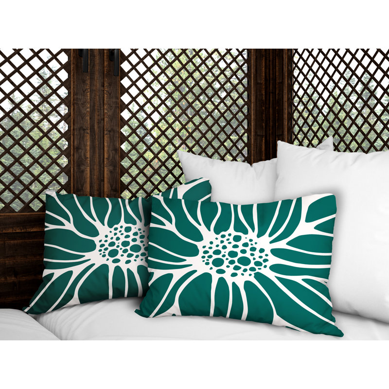 Polyester / Mélange de polyester Housse de coussin rectangulaire intérieure / extérieure lombaire et insert, Émeraude