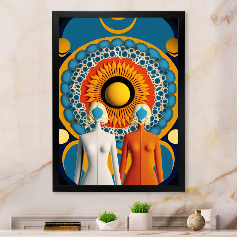 Déesse orangée efflorescence I - reproduction sur toile, Impression noire sur toile encadrée, H 20 po x l 12 po x P 1 po