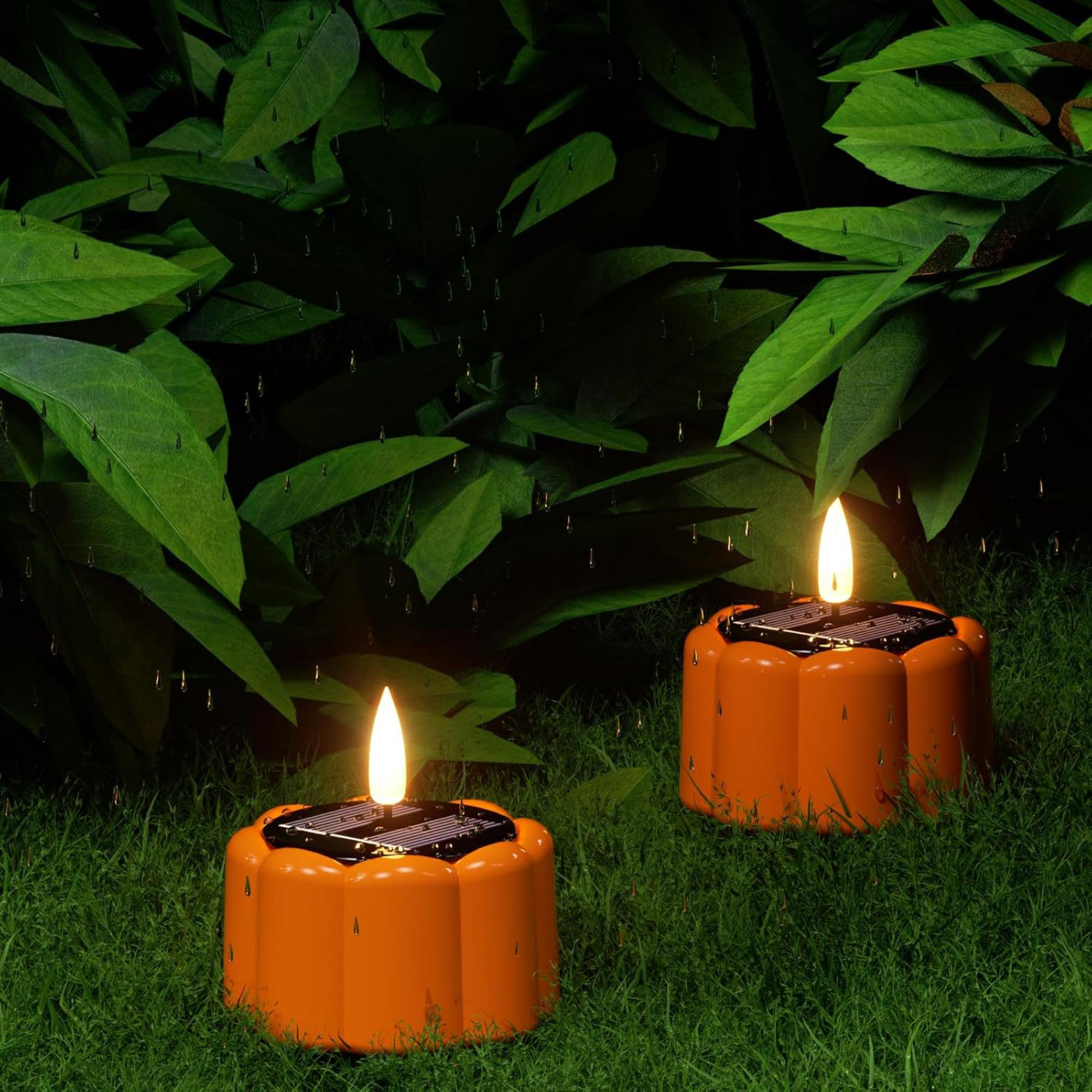 The Holiday Aisle® Flameless Votive Candles Solar Battery Operated Dusk To  Dawn 3D Wick Flickering Outdoor Waterproof Spooky Pumpkin LED Tea Lights  Candles Set Of 6 Halloween Decor(2.5\, image size:2000x2000