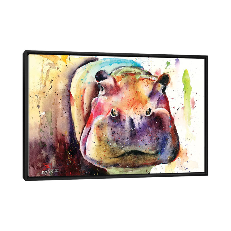 « big al », peinture sur toile tendue, H 18 po x l 26 po x P 1,5 po, Toile avec cadre noir, Pas de tapis
