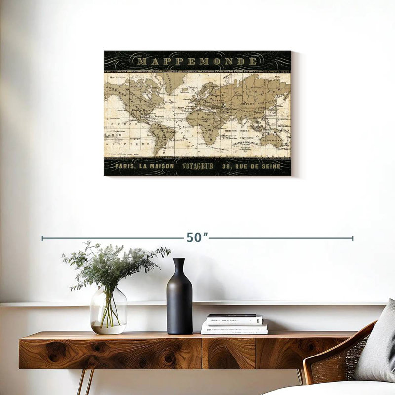 Mappemonde, H 20 po x l 30 po
