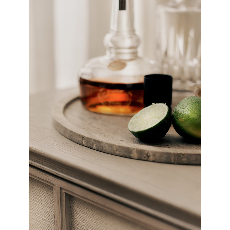 Sutton Round Travertine Tray Set
