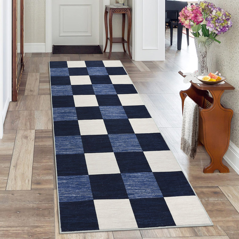 Tapis à carreaux lavable à la machine Randolph, Tapis de couloir 2 pi x 6 pi