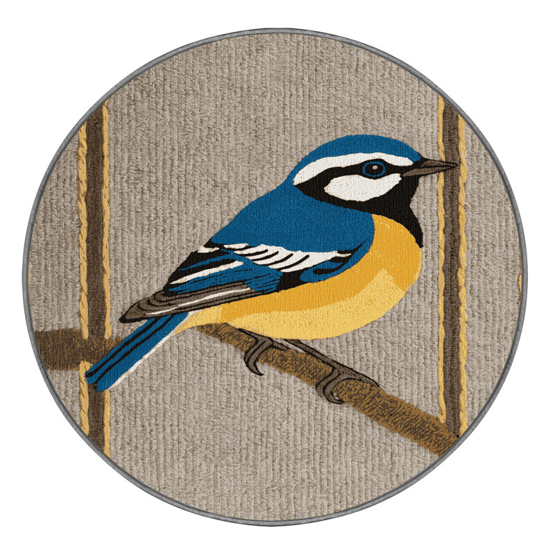  Tapis lavable mésange bleue, Rond 8 pi