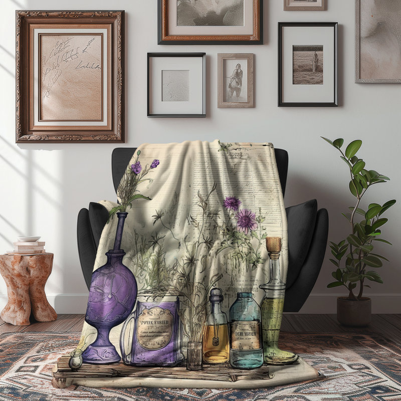 Mystic Herb correspondance - couverture sherpa 1 pièce de qualité supérieure - impression d'art luxueux, Lit simple