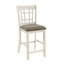 Chaises à hauteur de comptoir blanc antique avec cadre en bois 2 pièces - Siège rembourré brun