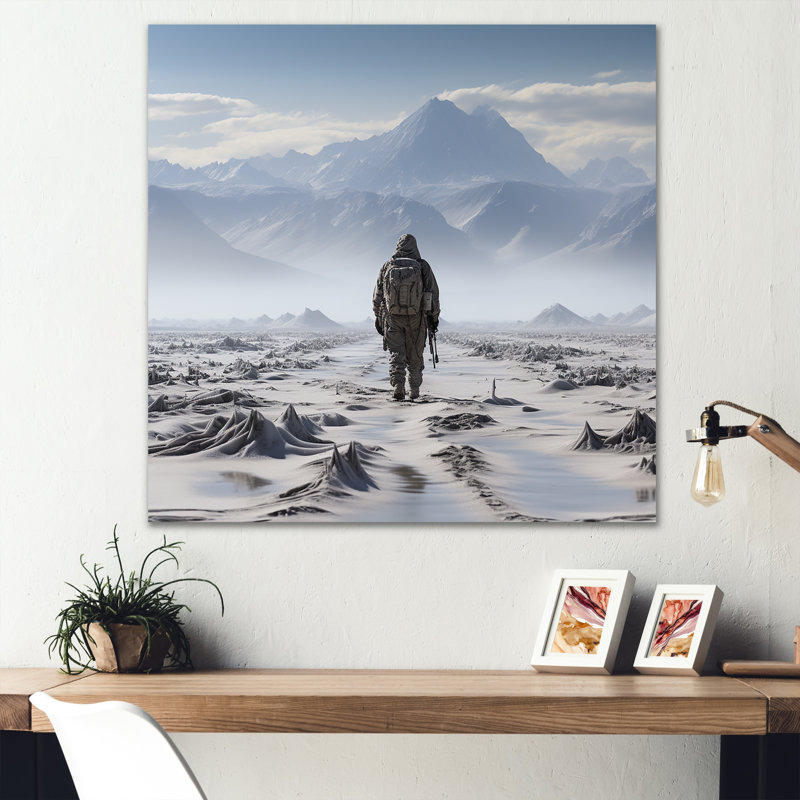 «Military War Landscape Silent témoin» sur toile, H 16 po x l 16 po x P 1 po, Toile tendue