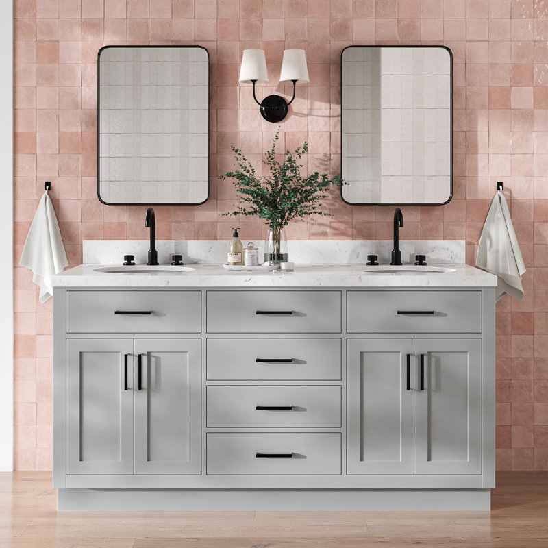 Hepburn 66'' Double Bathroom Vanity Base Only, Black