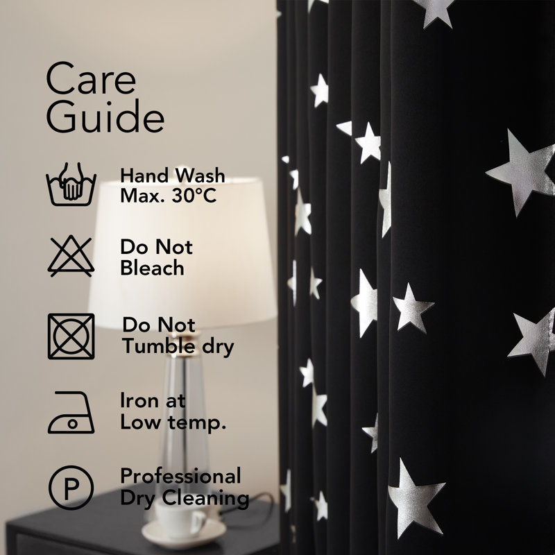 Manzanita Eyelet Room Darkening Thermal Curtains, 117cm W x 160cm D, Black