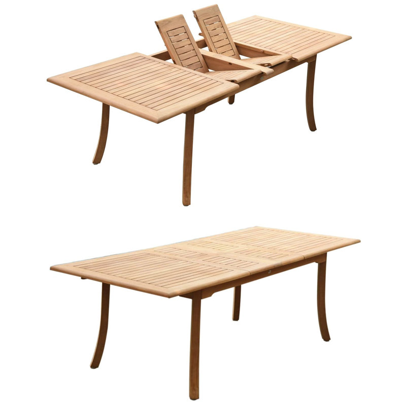Kevon 10 - Person Teak Wood Patio Dining Set with Rectangular Table, 30.5" H x 71" L x 40" W