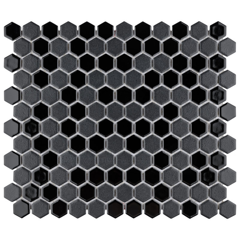 Citi Hex Black 10-1/4" x 11-7/8" Porcelain Mosaic Tile