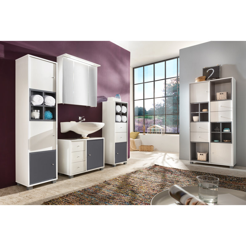 Korpio Bathroom Cabinet, Matte White/Basalt Grey