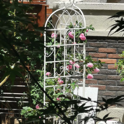 Metal Garden Trellis 71"X19.7", 2 Pieces, Rust-, Cream White, Simple Assembly Mode 71"X19.7" Trellis, Metal, Rustproof, Creamy, Effortless Installation Process