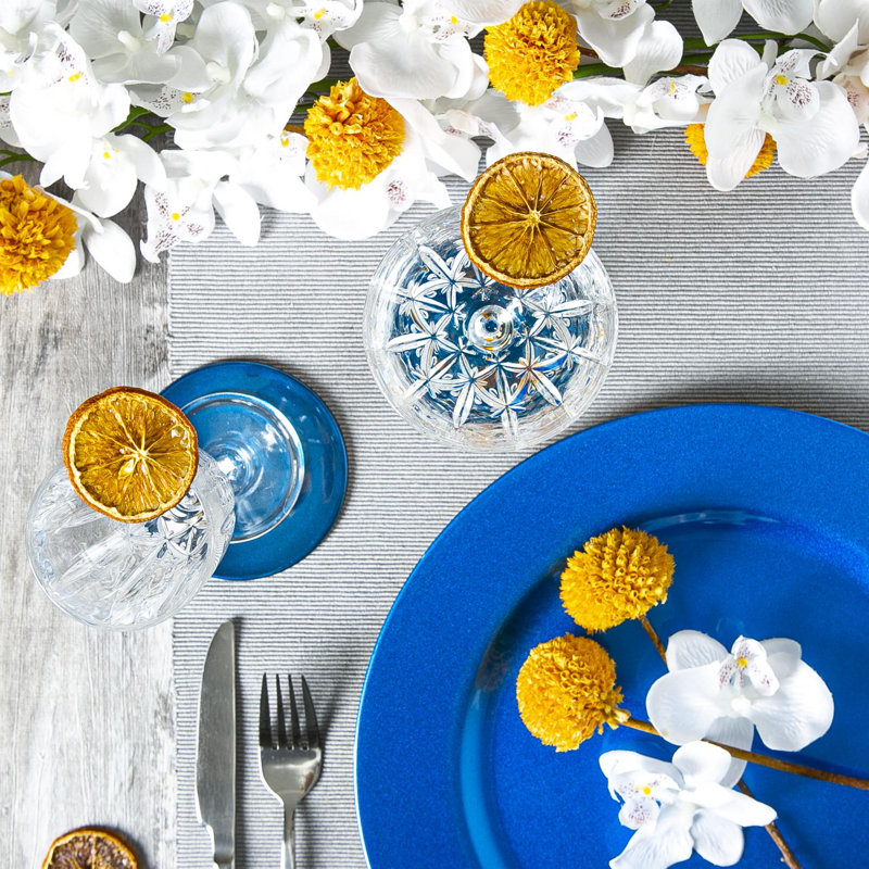Argon Tableware - Melamine Charger Plates & Coasters - 12 Piece Set, Blue