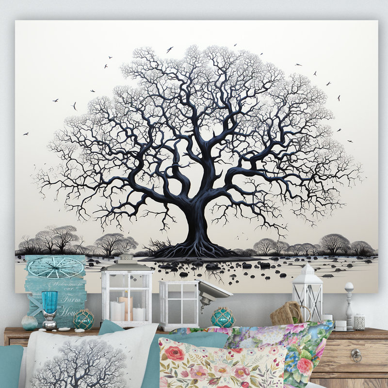 Arbre africain minimalisme II, Toile tendue, H 34 po x l 44 po x P 1,5 po