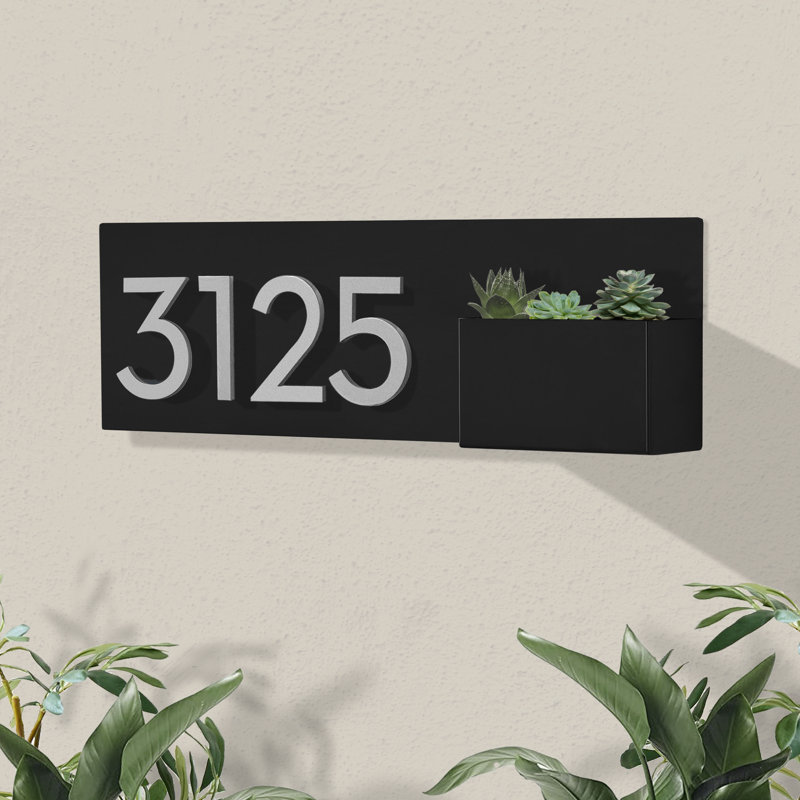 Plaque d'adresse murale Vista View, Noir, Argent, Oui