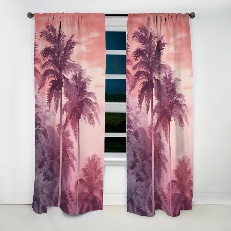Vecellio - Rideau palmiers - Rideau floral occultant en velours - 1 panneau, L 52 po x L 95 po