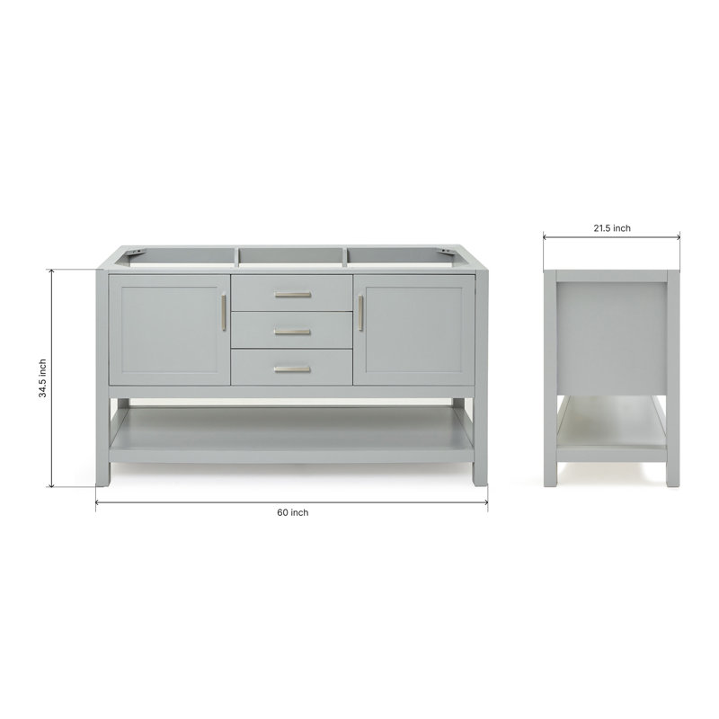 Bayhill 60'' W Single Bathroom Vanity Base, Gray