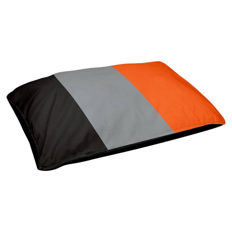 Oreiller rectangulaire designer, Petit (L 18 po x l 28 po), Noir / argent / orange