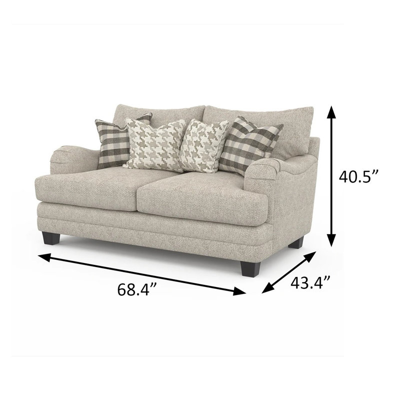 68.4" W Transitional Loveseat, Light Gray